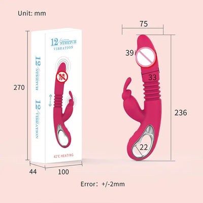 12 Frequenz Vibrator Sexspielzeug USB Wiederaufladbarer weiblicher Stimulator Dildo Teleskopheizung