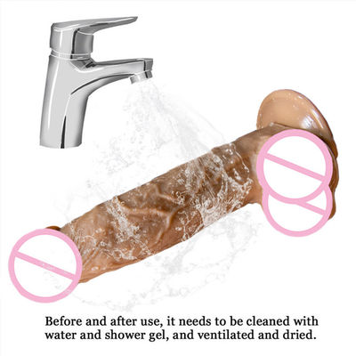 Künstlicher Penis Anal Männlicher Realistischer Dildo Flüssig Weiches Silikon Gummi Sexspielzeug für Frauen Starke Saugtasse Handfrei