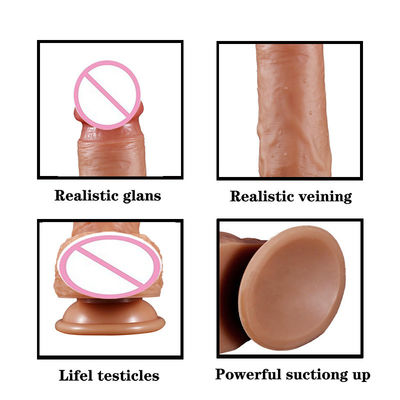 Künstlicher Penis Anal Männlicher Realistischer Dildo Flüssig Weiches Silikon Gummi Sexspielzeug für Frauen Starke Saugtasse Handfrei
