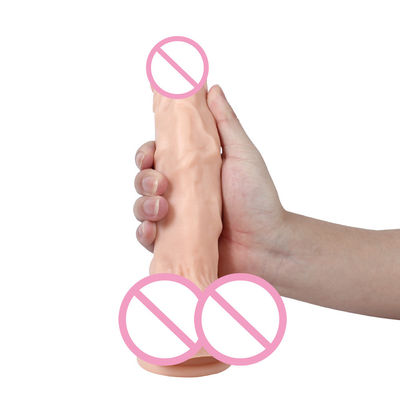 Pvc Braun Männlich Realistischer Dildo Großer Silikon Dildo Starker Saugbecher Hände frei