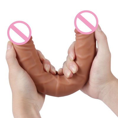Männliche Frauen Dildo Sex Gummi Sex-Spielzeug Braun Fleisch Oberfläche 30,5 x 4cm 430g