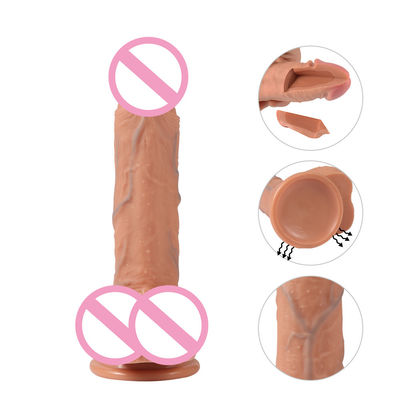 Braunes Fleisch, echte Silikon, Frauen Dildo, Sex, Männlicher Penis, Spielzeug ROHS.