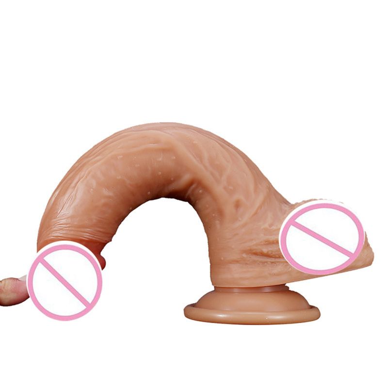 Künstlicher Penis Anal Männlicher Realistischer Dildo Flüssig Weiches Silikon Gummi Sexspielzeug für Frauen Starke Saugtasse Handfrei